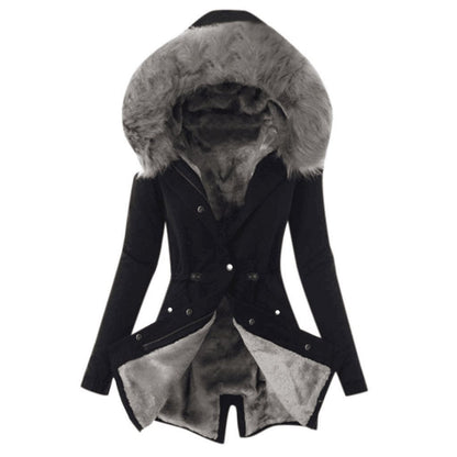 Halvorne | Damen Winterjacke gefüttert mit Kapuze - Black - Image 5