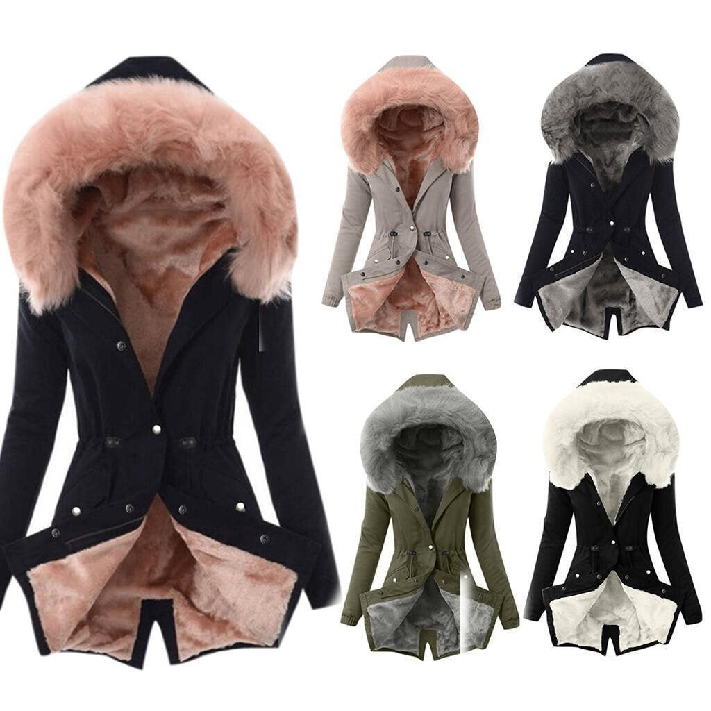 Halvorne | Damen Winterjacke gefüttert mit Kapuze - Black - Image 1
