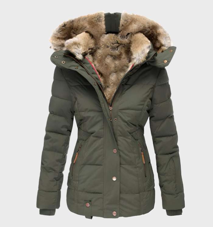 Winterjacke für Damen, Slim Fit mit Kapuze | Wasserabweisend