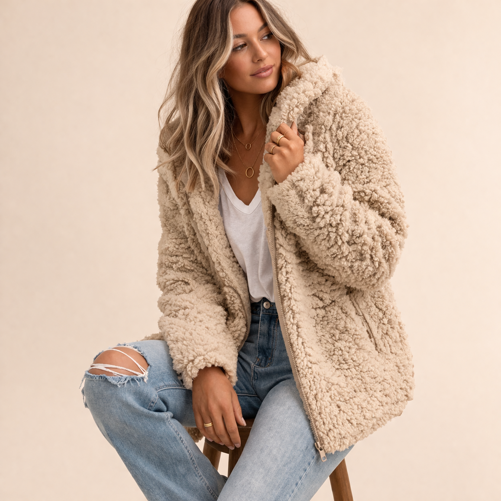 Brynweld | Damen Teddyfleece Wintermantel mit Kapuze - Image 4