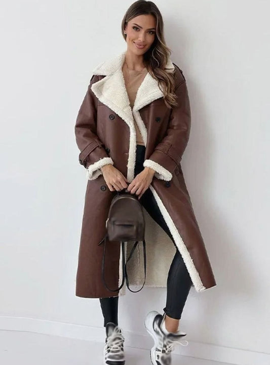 Wintermantel Damen | Lammfell Zweireihig