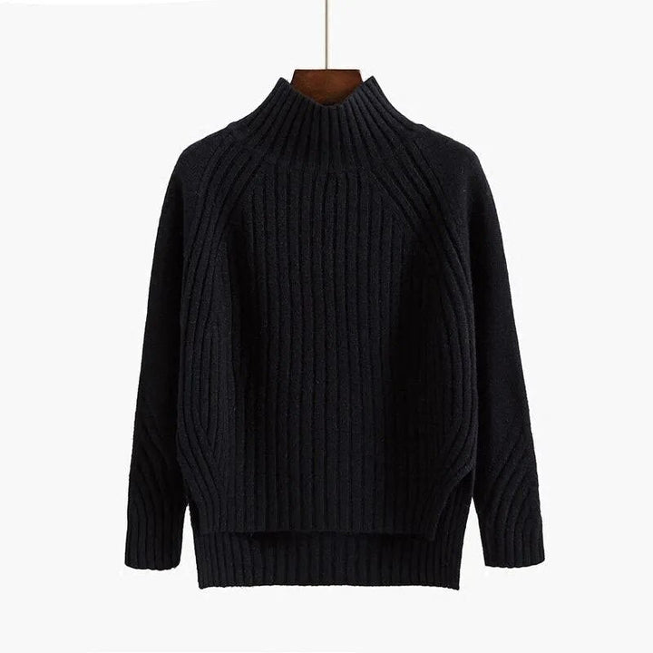 Winterpullover Damen | Hoher Kragen & Gerippte Struktur