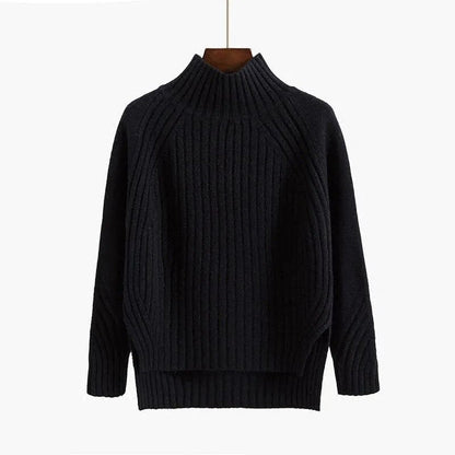 Winterpullover Damen | Hoher Kragen & Gerippte Struktur
