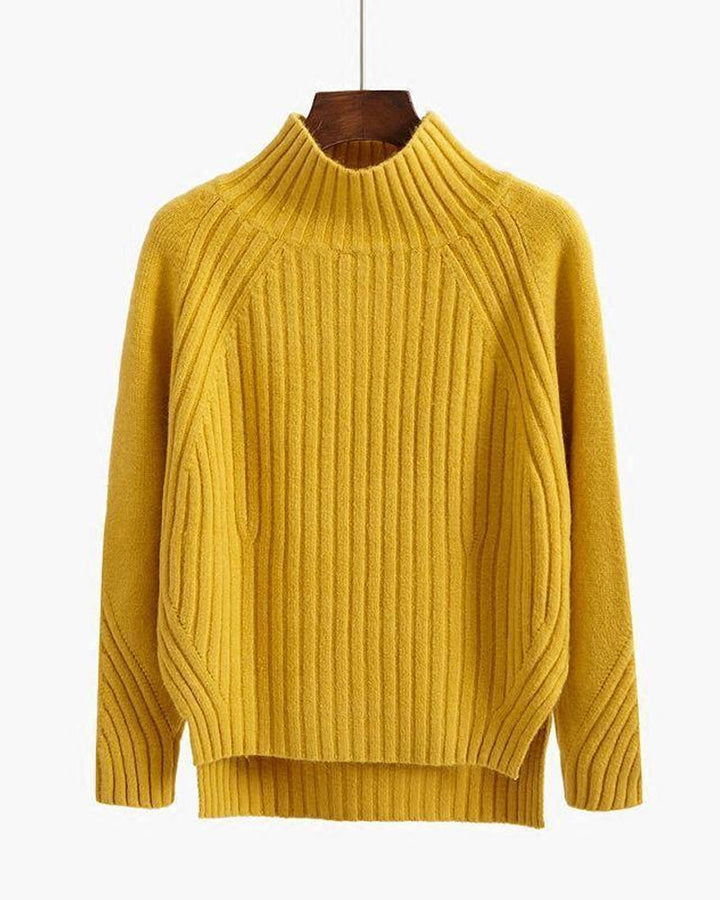 Winterpullover Damen | Hoher Kragen & Gerippte Struktur