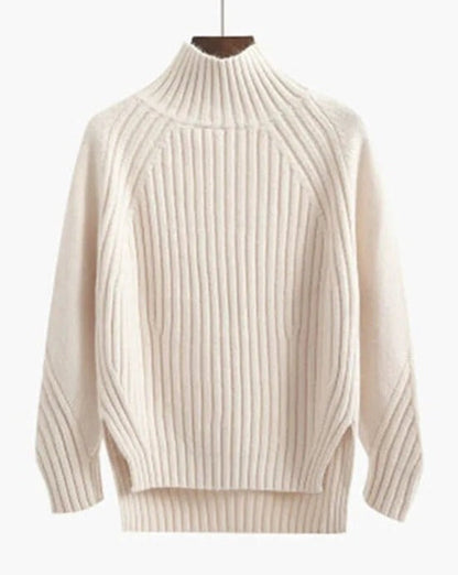 Winterpullover Damen | Hoher Kragen & Gerippte Struktur