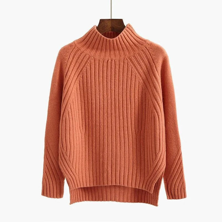 Winterpullover Damen | Hoher Kragen & Gerippte Struktur