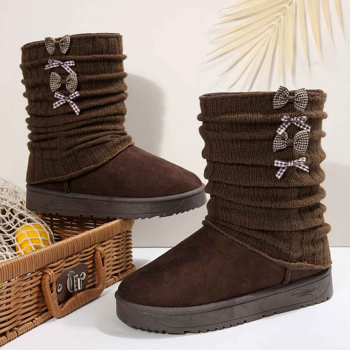Winterstiefel Damen | Strickschaft & Rutschfeste Sohle