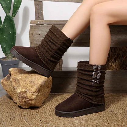Winterstiefel Damen | Strickschaft & Rutschfeste Sohle