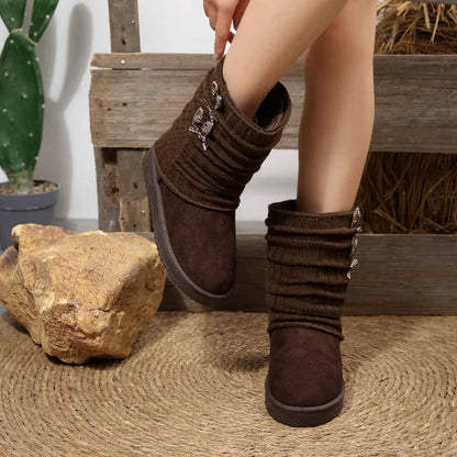 Winterstiefel Damen | Strickschaft & Rutschfeste Sohle
