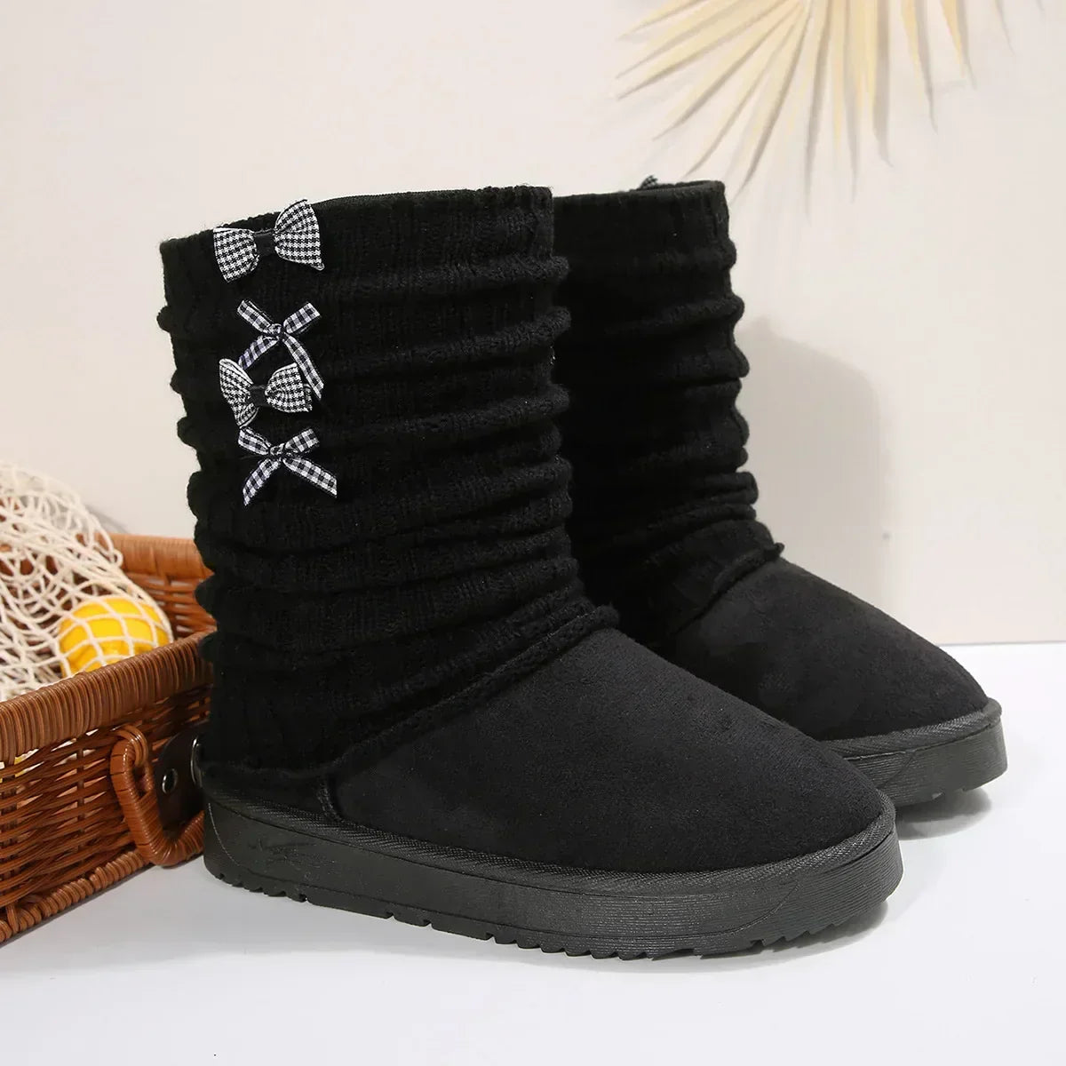 Winterstiefel Damen | Strickschaft & Rutschfeste Sohle