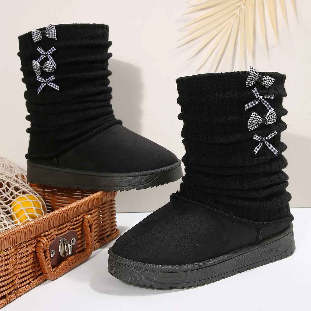 Winterstiefel Damen | Strickschaft & Rutschfeste Sohle