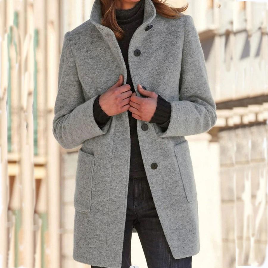 Wollmantel Damen, Retro-Knopfverschluss | Winter