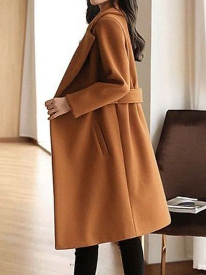 Wollmantel für Damen, mit Gürtel | Lang