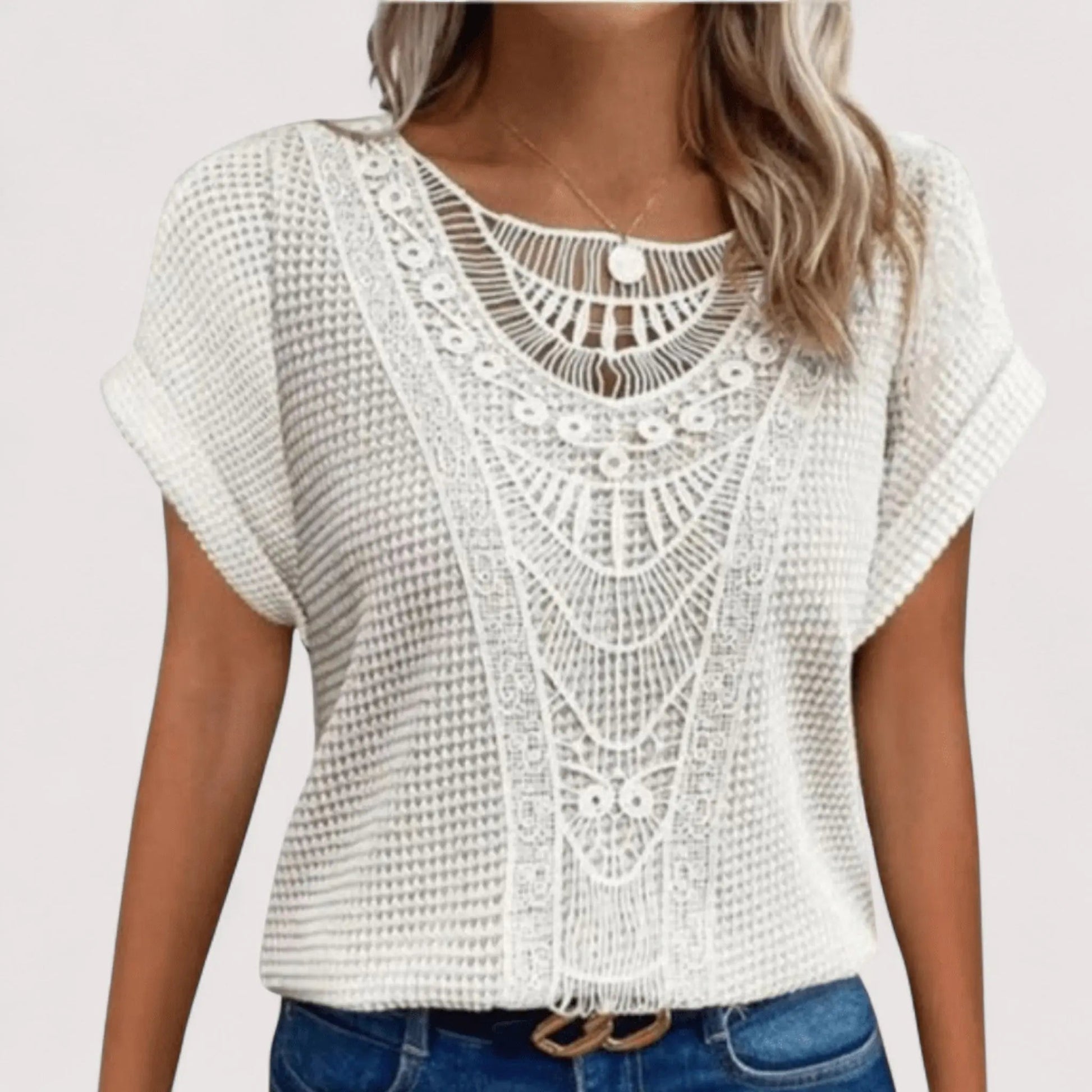 Elegante Bluse Damen | Häkel-Spitze & Femininer Boho-Style