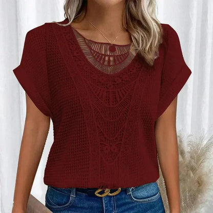 Elegante Bluse Damen | Häkel-Spitze & Femininer Boho-Style