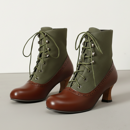 Damen Stiefeletten Schnürverschluss Schlank Geschnitten Schuhe 1