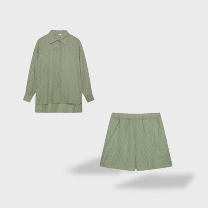 Zweiteiler Damen Sommer | Elegantes Rock-Set mit Hemdbluse