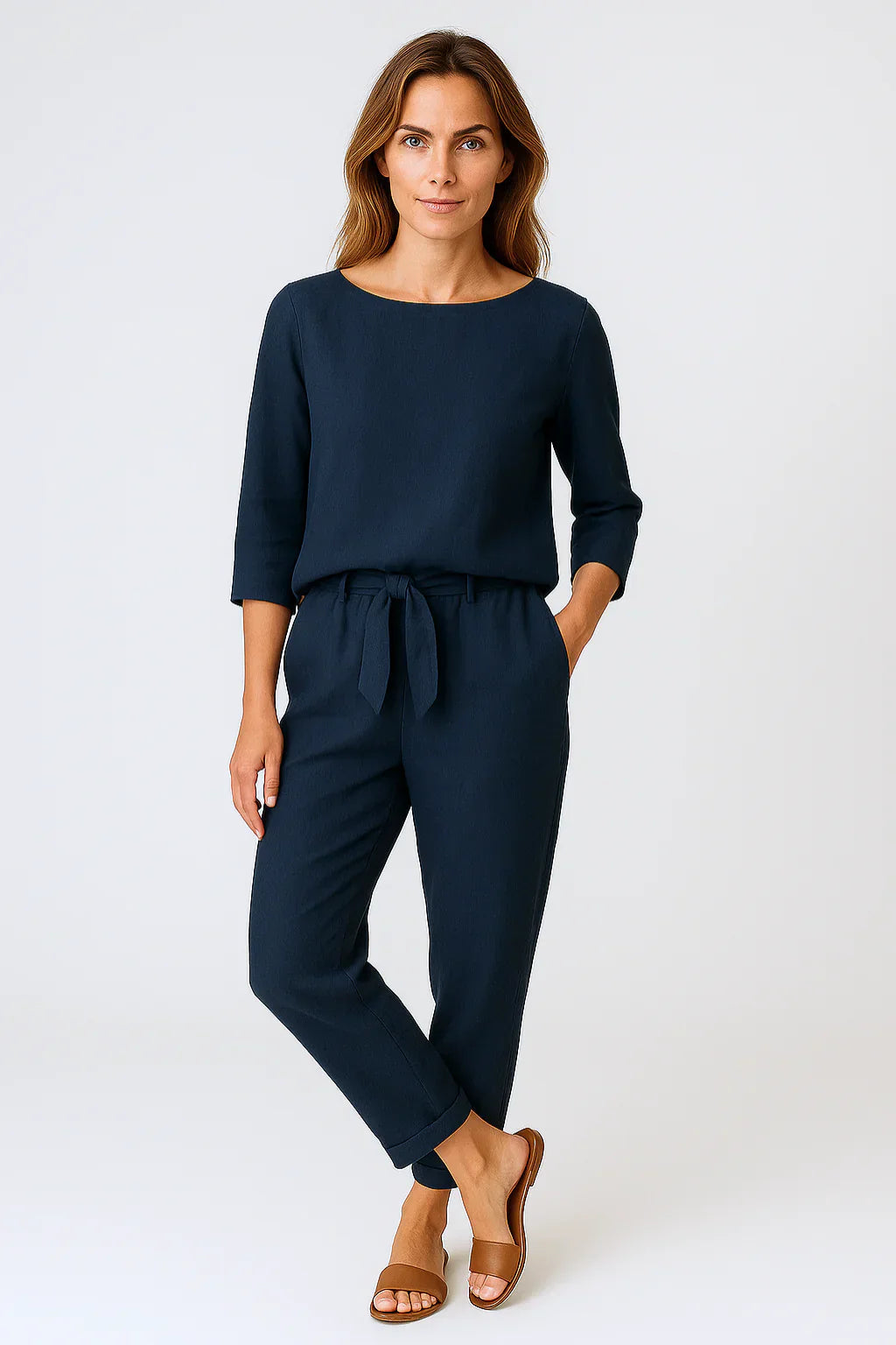 Zweiteiler Damen Sommer | Oberteil & Hose mit Bindeband