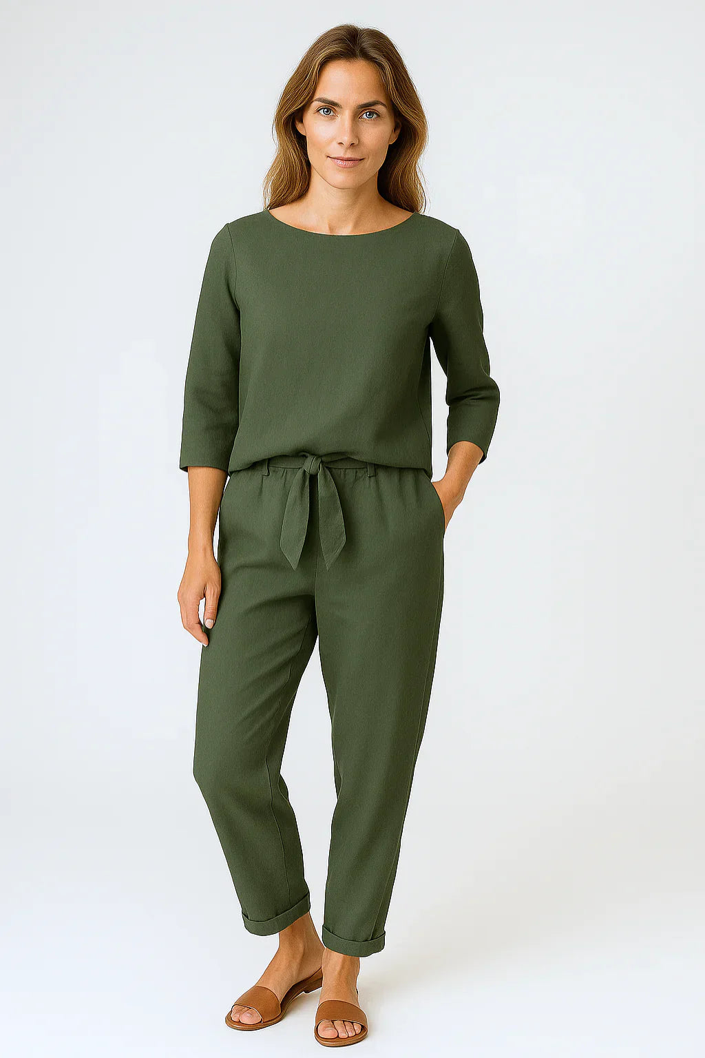 Zweiteiler Damen Sommer | Oberteil & Hose mit Bindeband