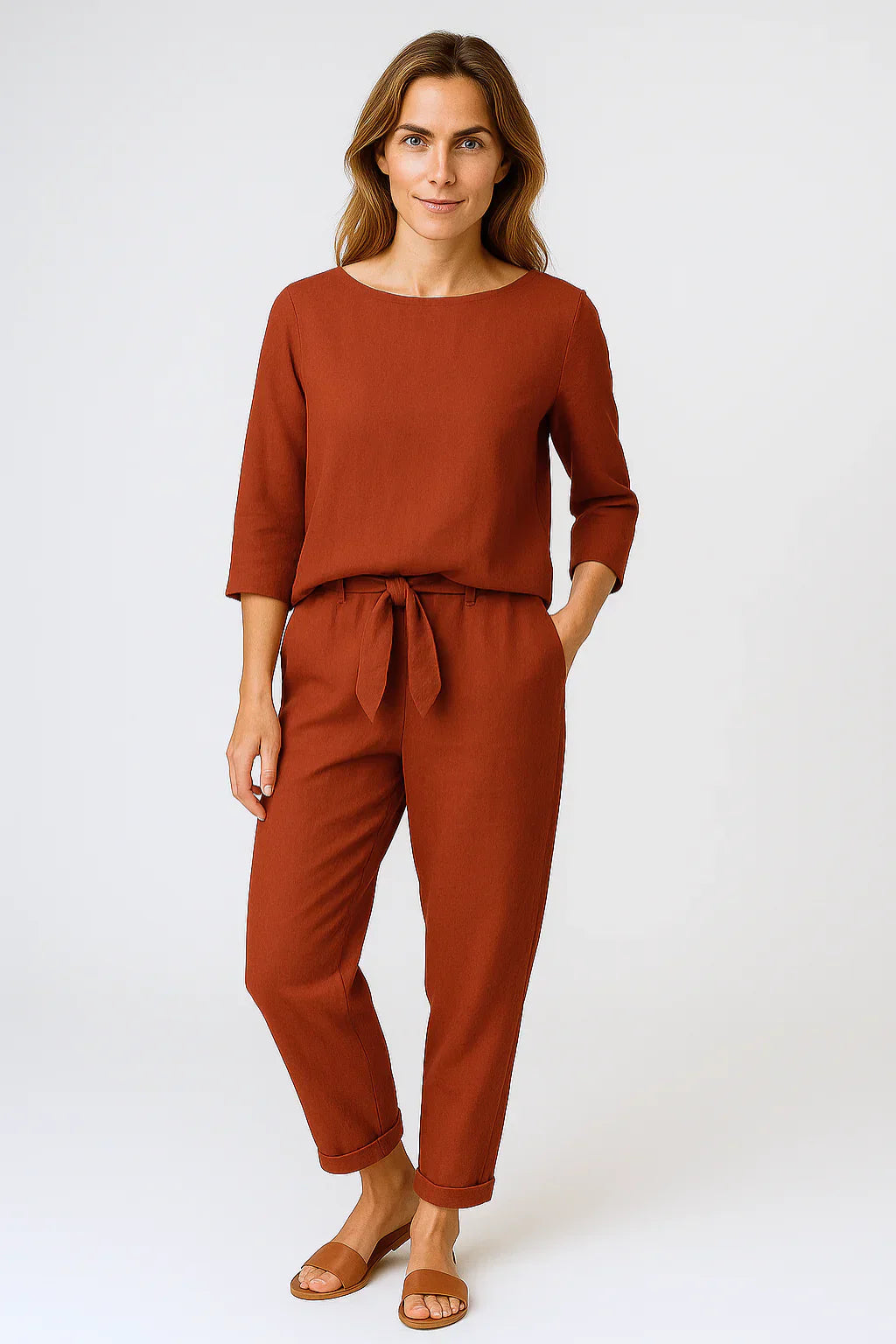 Zweiteiler Damen Sommer | Oberteil & Hose mit Bindeband
