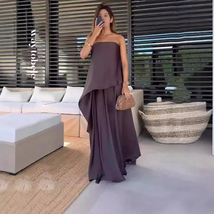 Zweiteiler Damen Sommer | Schulterfreies Set & Eleganter Lagenlook