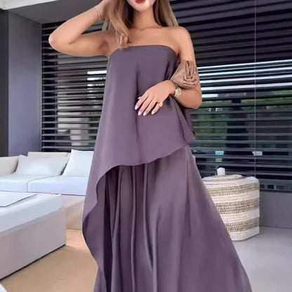 Zweiteiler Damen Sommer | Schulterfreies Set & Eleganter Lagenlook