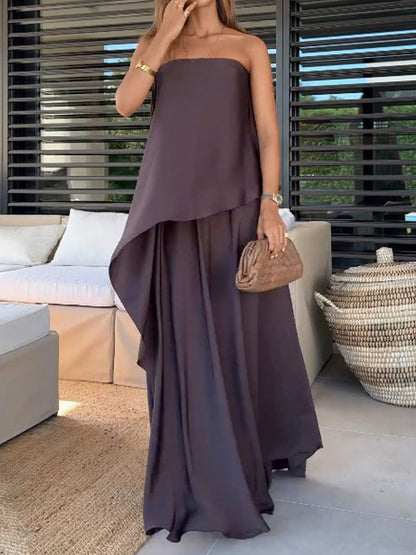 Zweiteiler Damen Sommer | Schulterfreies Set & Eleganter Lagenlook