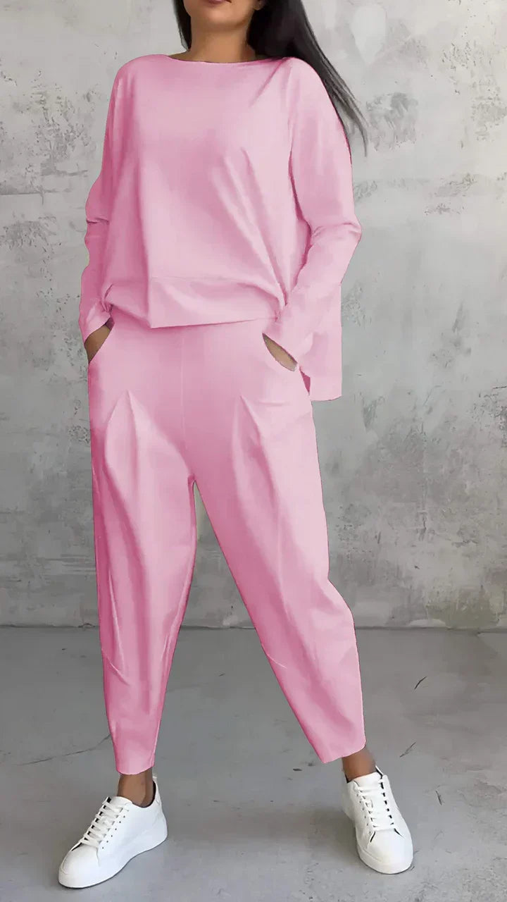 Zweiteiliges Set Damen | Weite Hose & Rundhals