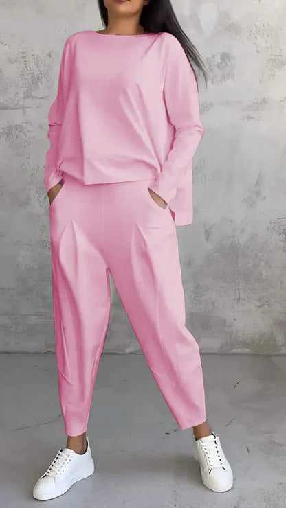 Zweiteiliges Set Damen | Weite Hose & Rundhals