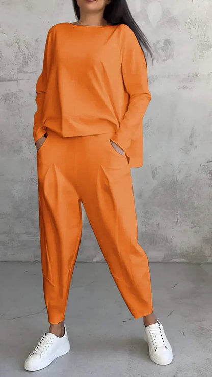Zweiteiliges Set Damen | Weite Hose & Rundhals