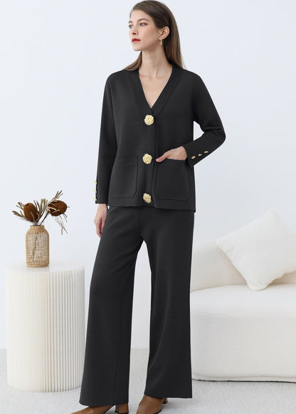 Zweiteiliges Set Damen | Weite Hose & V-Ausschnitt