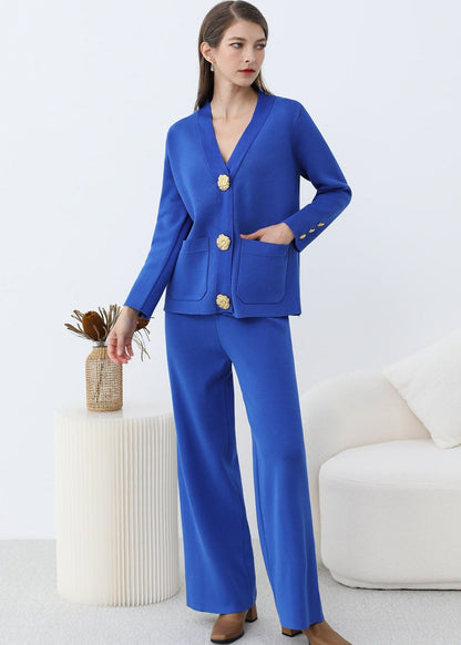 Zweiteiliges Set Damen | Weite Hose & V-Ausschnitt