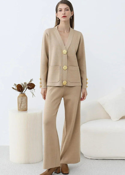 Zweiteiliges Set Damen | Weite Hose & V-Ausschnitt