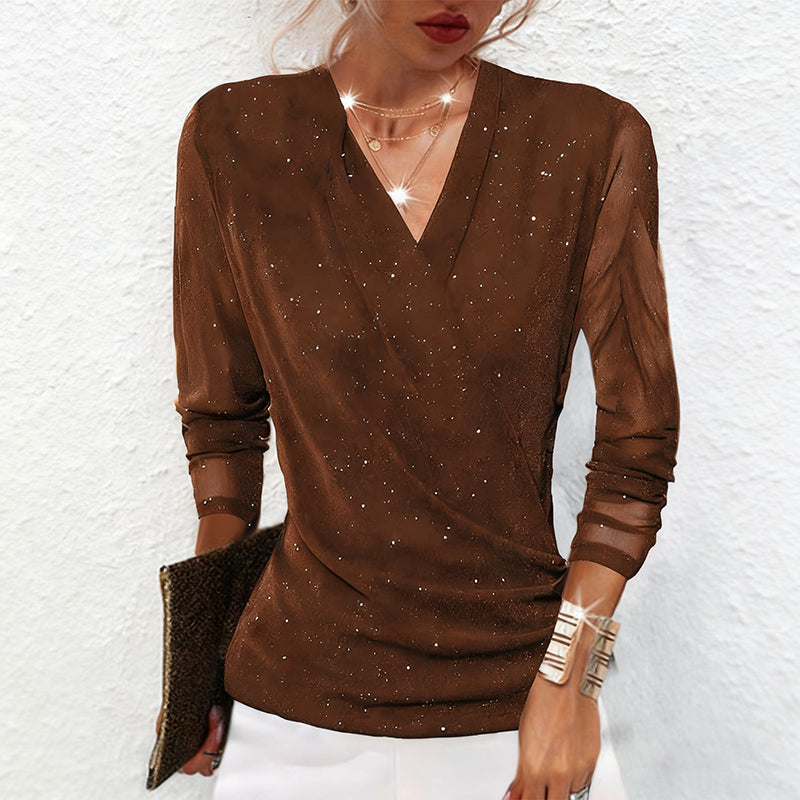Langarmbluse Damen | Eleganter V-Ausschnitt 1