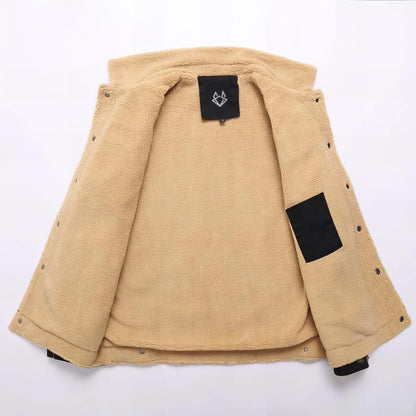 inside of a sherpa lined jacket with Axel Wears logo