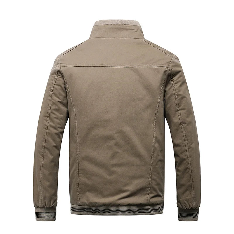 Herren Vintage Jacke Kragen Knopfverschluss Langarm Mantel 4