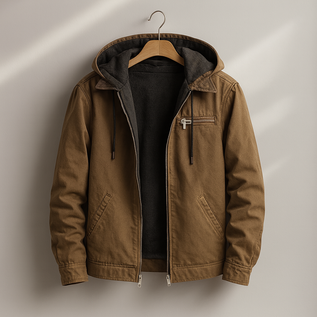 Herren Steppjacke Kapuze Winterjacke Relaxed Fit Taschen 1
