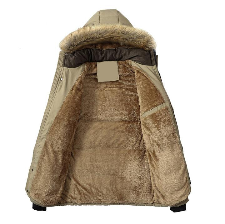 Herren Parka Wasserdicht Abnehmbare Kapuze Winterjacke 3
