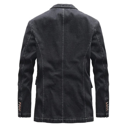 Herren Jeansjacke Dark Wash Knopfleiste Vintage Look 2