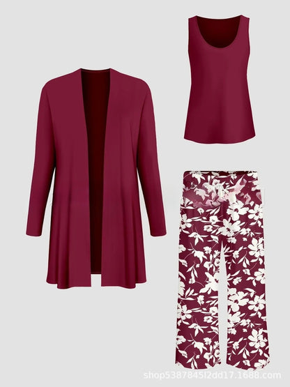 Cardigan Set Damen | 3-teilig mit Weste und Hose 19