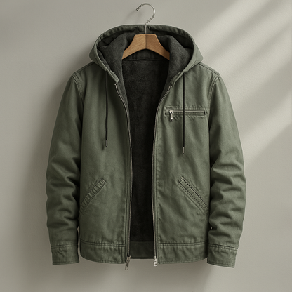 Herren Steppjacke Kapuze Winterjacke Relaxed Fit Taschen 2