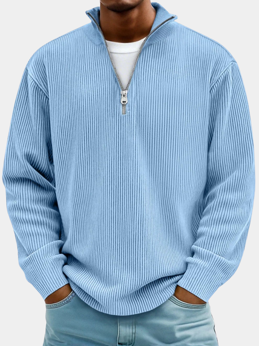 Sweatshirt Herren Half-Zip | Oversized mit Ripp-Struktur 1
