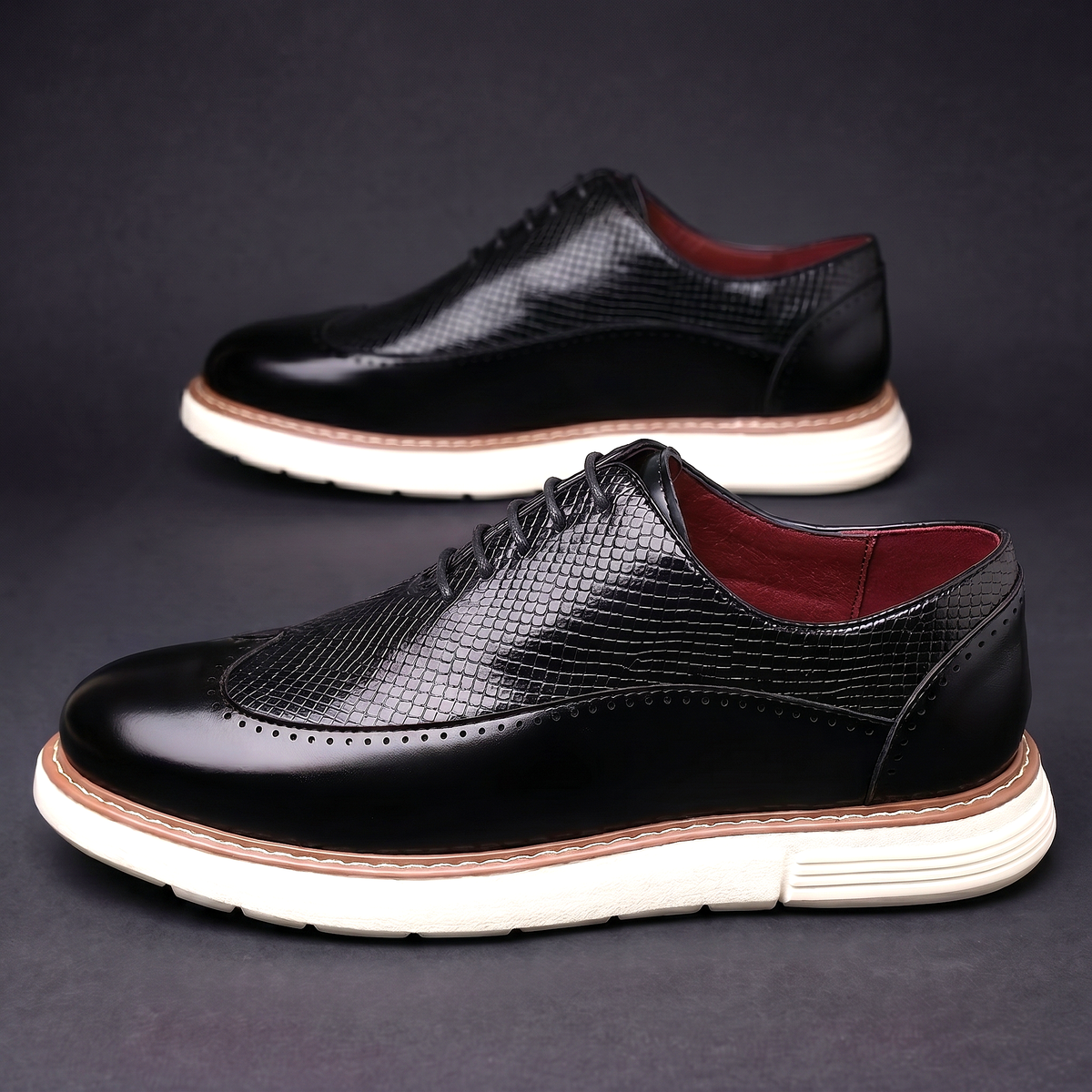 Herren Oxford Schuhe Schnürschuhe Brogue Design Gepolstert 7
