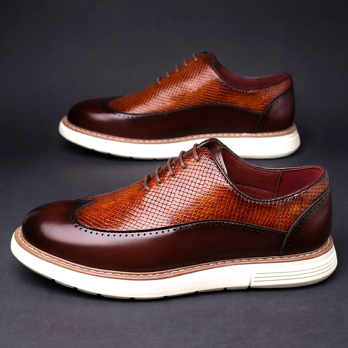 Herren Oxford Schuhe Schnürschuhe Brogue Design Gepolstert 2