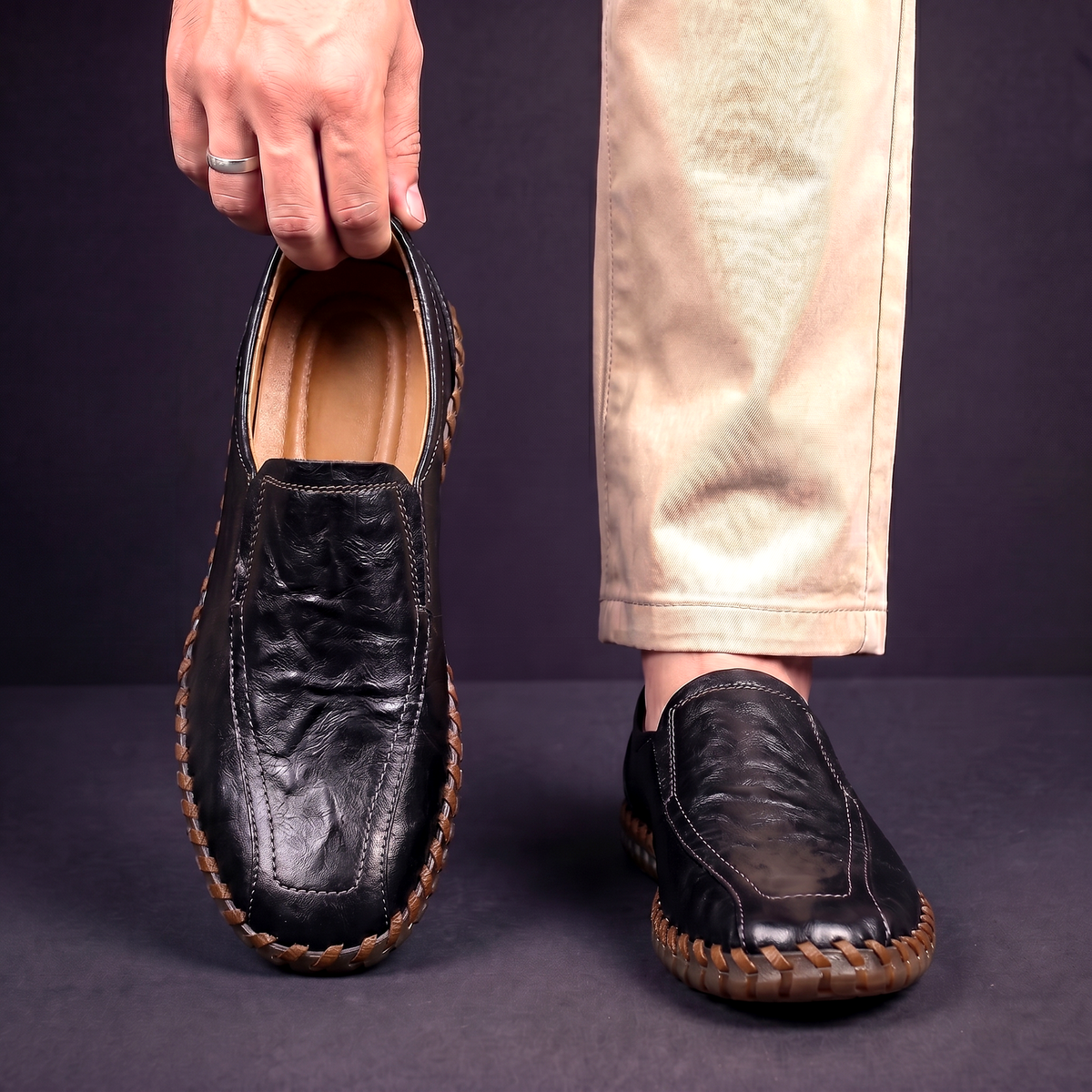 Herren Loafer Slip-On gewebte Kantenverzierung gepolstert 8