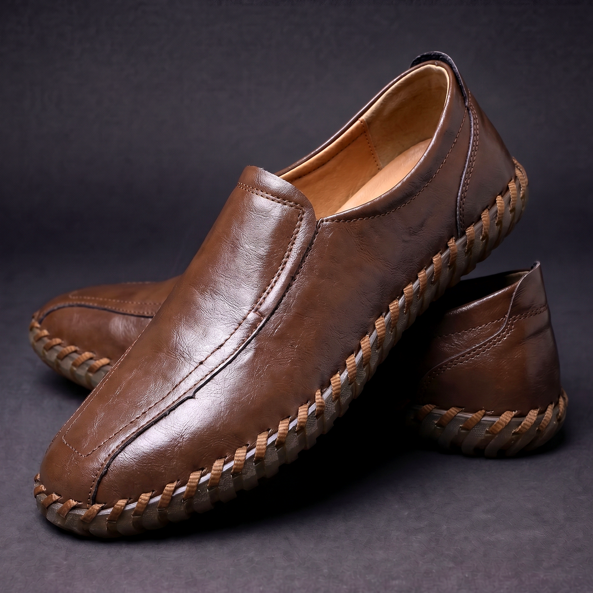Herren Loafer Slip-On gewebte Kantenverzierung gepolstert 1