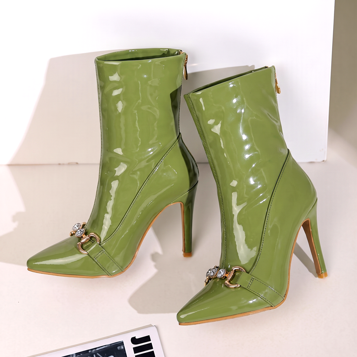 Damen Stiefeletten Stiletto-Absatz Spitz Zulaufend 3