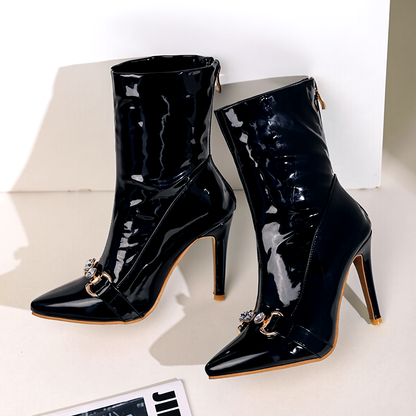Damen Stiefeletten Stiletto-Absatz Spitz Zulaufend 6