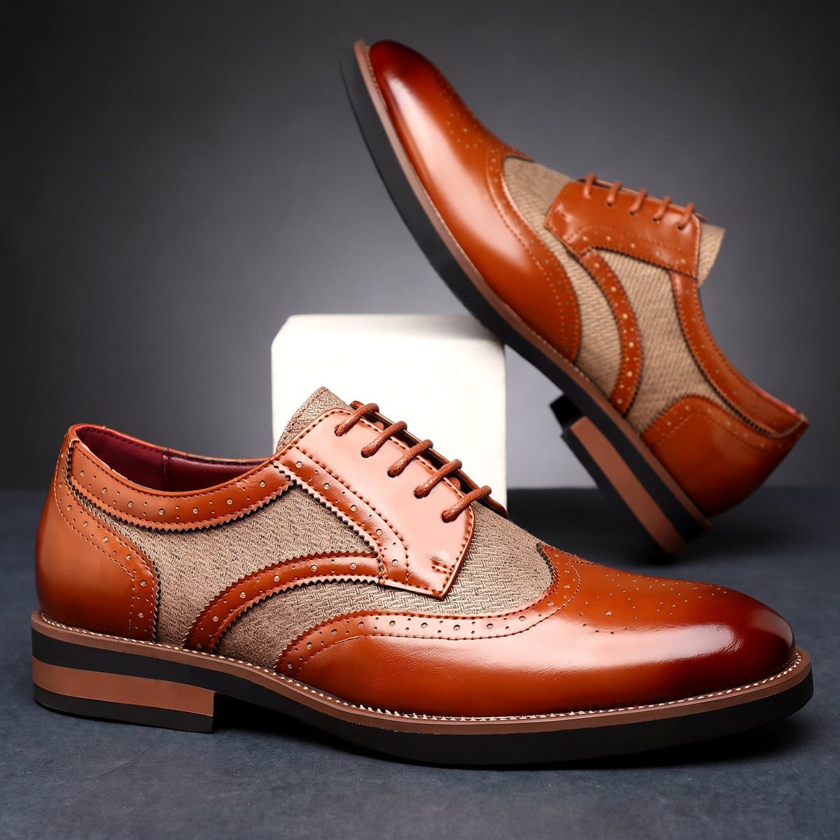 Herren Wingtip Derby Schuhe Brogue Muster Schnürschuhe 1