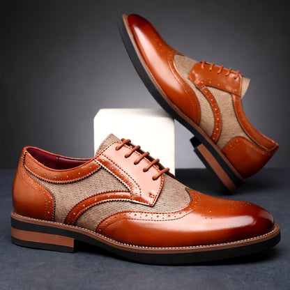 Herren Wingtip Derby Schuhe Brogue Muster Schnürschuhe 1